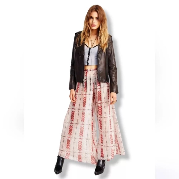 NWOT Urban Outfitters Band of Gypsies Large Sheer Chiffon Wide Leg Pants - Picture 2 of 7